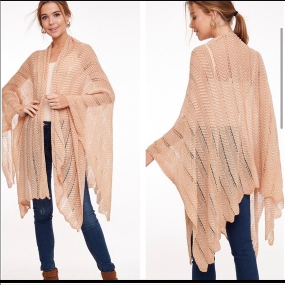 SOLD❤️New- Knit Apricot Shawl/ Open Cardigan - Picture 5 of 5